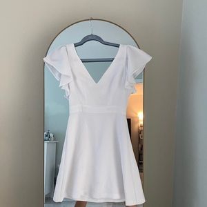 BCBGeneration Deep V white dress